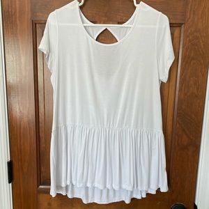 White large peplum short sleeve blouse